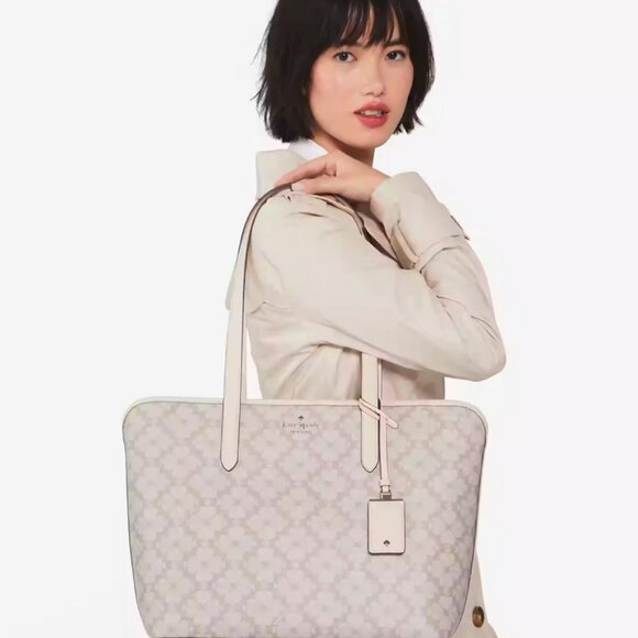 Kate Spade Signature Spade Flower Large Tote Bag In Dark Mushroom Cap Multi - Picture 4 of 8